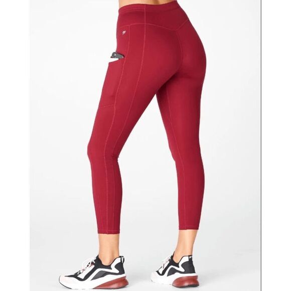 Fabletics Women's High Waisted Motion 365 Pocket 7/8 Legging Brick Red size Smal - Picture 3 of 9